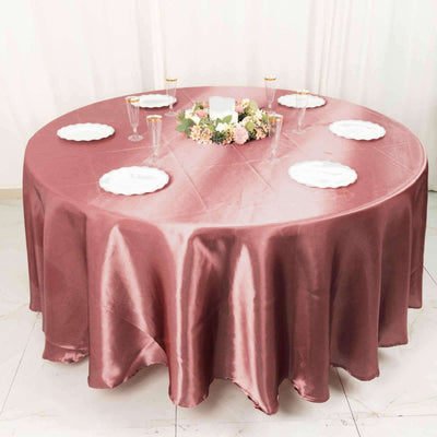 Satin Round Tablecloth 108" Cinnamon Rose - Smooth & Durable Table Cover