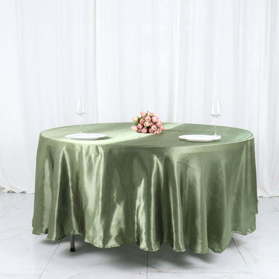 Satin Round Tablecloth 108" Dusty Sage Green - Smooth & Durable Table Cover