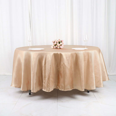 Satin Round Tablecloth 108" Nude - Smooth & Durable Table Cover