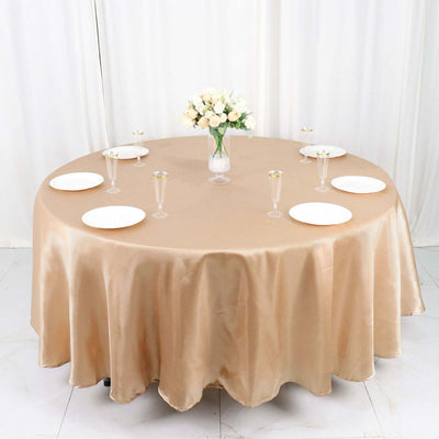 Satin Round Tablecloth 108" Nude - Smooth & Durable Table Cover