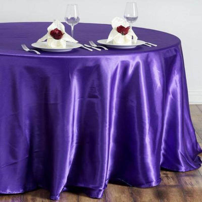 Satin Round Tablecloth 108" Purple - Smooth & Durable Table Cover