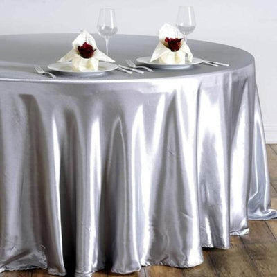 Satin Round Tablecloth 108" Silver - Smooth & Durable Table Cover