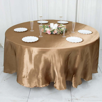 Satin Round Tablecloth 108" Taupe - Smooth & Durable Table Cover