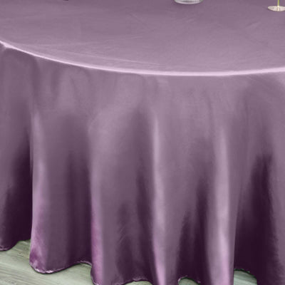 Satin Round Tablecloth 120" Violet Amethyst - Seamless Table Cover