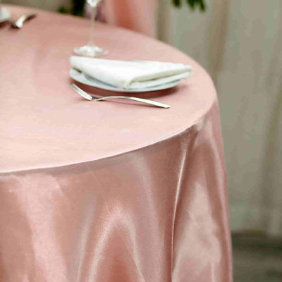 Satin Round Tablecloth 120" Dusty Rose - Seamless Table Cover