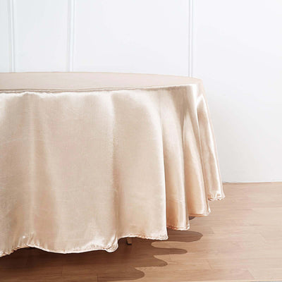 Satin Round Tablecloth 120" Beige - Seamless Table Cover