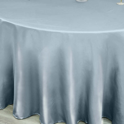 Satin Round Tablecloth 120" Dusty Blue - Seamless Table Cover