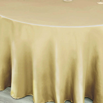 Satin Round Tablecloth 120" Champagne - Seamless Table Cover