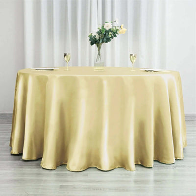 Satin Round Tablecloth 120" Champagne - Seamless Table Cover