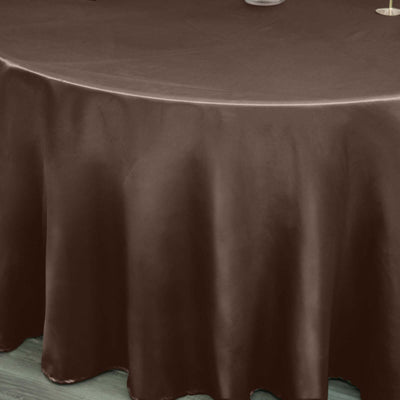 Satin Round Tablecloth 120" Chocolate - Seamless Table Cover