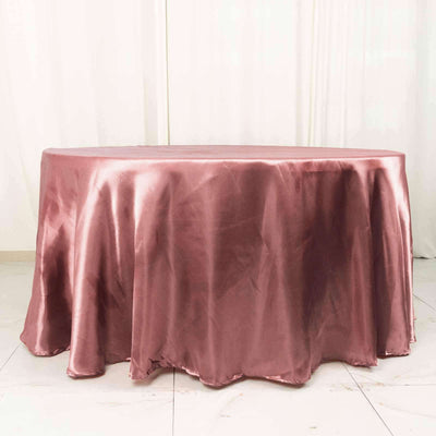 Satin Round Tablecloth 120" Cinnamon Rose - Seamless Table Cover