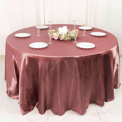 Satin Round Tablecloth 120" Cinnamon Rose - Seamless Table Cover