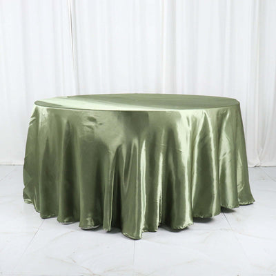 Satin Round Tablecloth 120" Dusty Sage Green - Seamless Table Cover