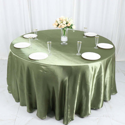 Satin Round Tablecloth 120" Dusty Sage Green - Seamless Table Cover