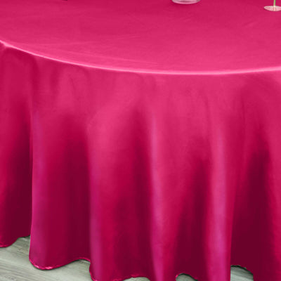 Satin Round Tablecloth 120" Fuchsia - Seamless Table Cover