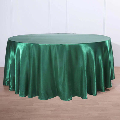 Satin Round Tablecloth 120" Hunter Emerald Green - Seamless Table Cover