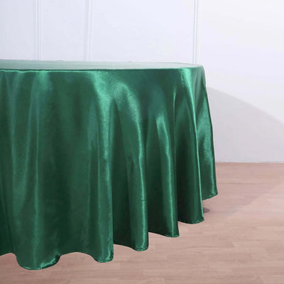 Satin Round Tablecloth 120" Hunter Emerald Green - Seamless Table Cover