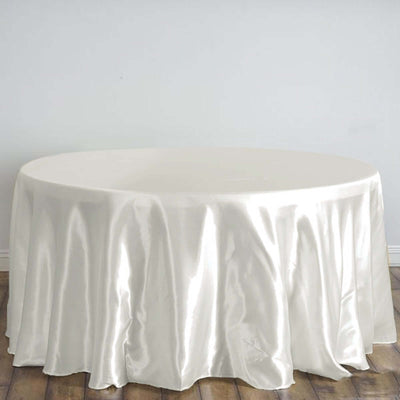 Satin Round Tablecloth 120" Ivory - Seamless Table Cover