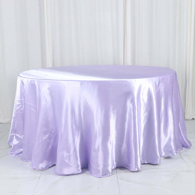 Satin Round Tablecloth 120" Lavender Lilac - Seamless Table Cover
