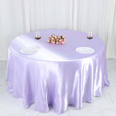 Satin Round Tablecloth 120" Lavender Lilac - Seamless Table Cover