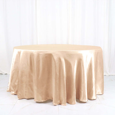 Satin Round Tablecloth 120" Nude - Seamless Table Cover