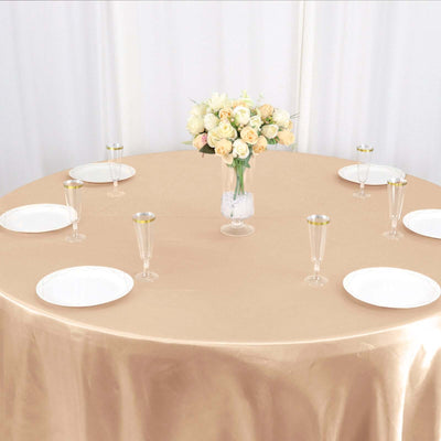 Satin Round Tablecloth 120" Nude - Seamless Table Cover