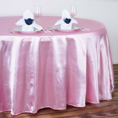 Satin Round Tablecloth 120" Pink - Seamless Table Cover