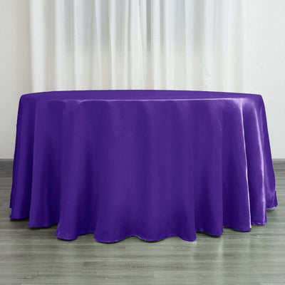Satin Round Tablecloth 120" Purple - Seamless Table Cover