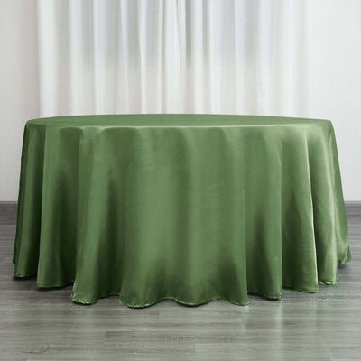 Satin Round Tablecloth 120" Olive Green - Seamless Table Cover