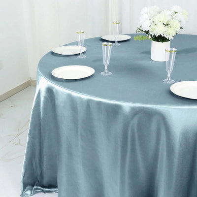 Satin Round Tablecloth 132" Dusty Blue - Seamless Table Cover