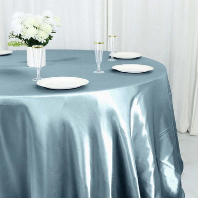 Satin Round Tablecloth 132" Dusty Blue - Seamless Table Cover