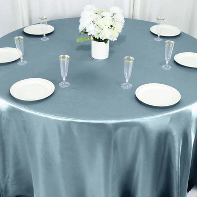 Satin Round Tablecloth 132" Dusty Blue - Seamless Table Cover