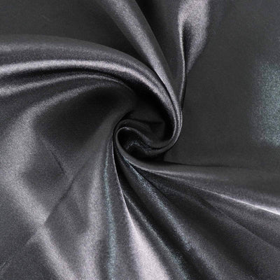 Satin Round Tablecloth 132" Black - Classy Seamless Table Cover for Weddings & Events