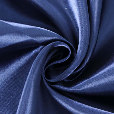 Satin Round Tablecloth 132" Navy Blue - Seamless Table Cover