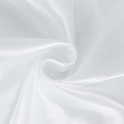 Satin Round Tablecloth 132" White - Classy Seamless Table Cover for Weddings & Events