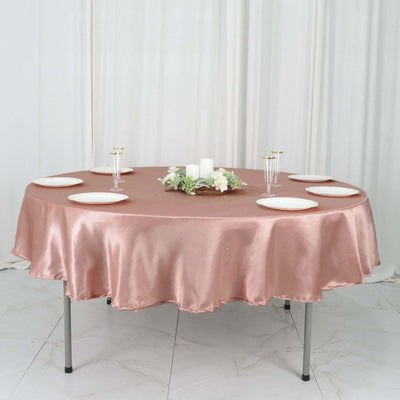 Satin Round Tablecloth 90" Dusty Rose - Smooth & Durable Table Cover