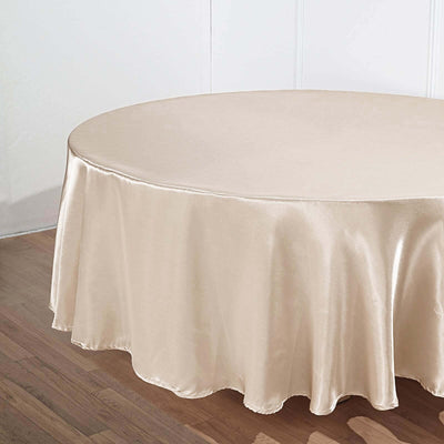 Satin Round Tablecloth 90" Beige - Smooth & Durable Table Cover