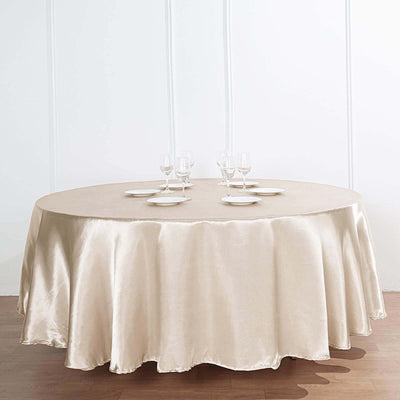 Satin Round Tablecloth 90" Beige - Smooth & Durable Table Cover