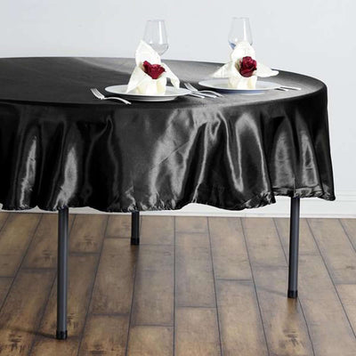 Satin Round Tablecloth 90" Black - Smooth & Durable Table Cover