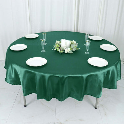 Satin Round Tablecloth 90" Hunter Emerald Green - Smooth & Durable Table Cover
