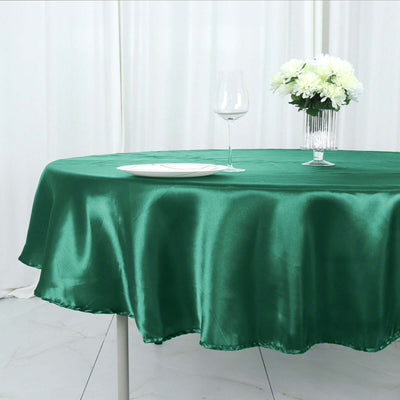 Satin Round Tablecloth 90" Hunter Emerald Green - Smooth & Durable Table Cover