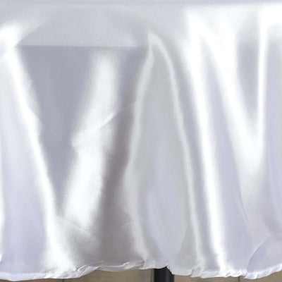 Satin Round Tablecloth 90" White - Smooth and Durable Table Cover for Weddings & Events