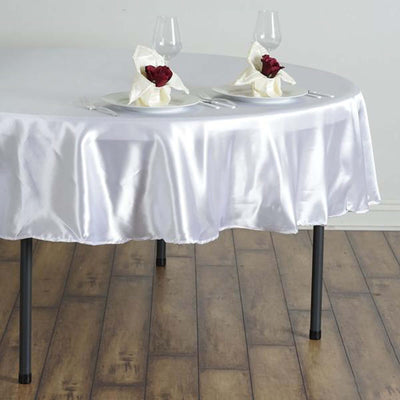 Satin Round Tablecloth 90" White - Smooth and Durable Table Cover for Weddings & Events