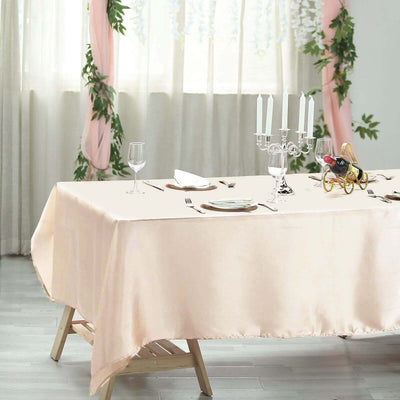 Satin Rectangular Tablecloth 60"x102" Beige - Wrinkle-Resistant & Durable Table Cover