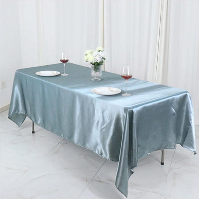 Satin Rectangular Tablecloth 60"x102" Dusty Blue - Wrinkle-Resistant & Durable Table Cover