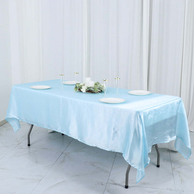 Satin Rectangular Tablecloth 60"x102" Light Blue - Wrinkle-Resistant & Durable Table Cover