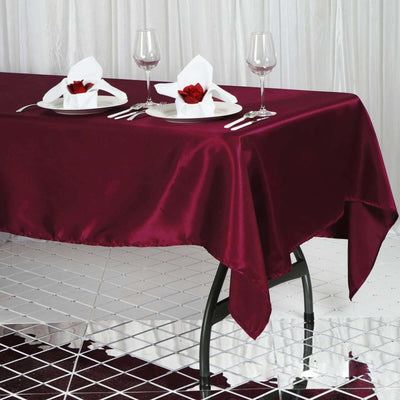 Satin Rectangular Tablecloth 60"x102" Burgundy - Wrinkle-Resistant & Durable Table Cover
