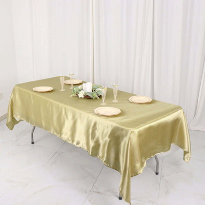 Satin Rectangular Tablecloth 60"x102" Champagne - Wrinkle-Resistant & Durable Table Cover