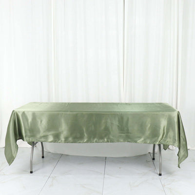 Satin Rectangular Tablecloth 60"x102" Dusty Sage Green - Wrinkle-Resistant & Durable Table Cover