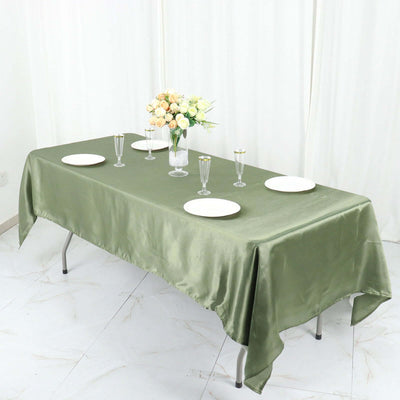 Satin Rectangular Tablecloth 60"x102" Dusty Sage Green - Wrinkle-Resistant & Durable Table Cover